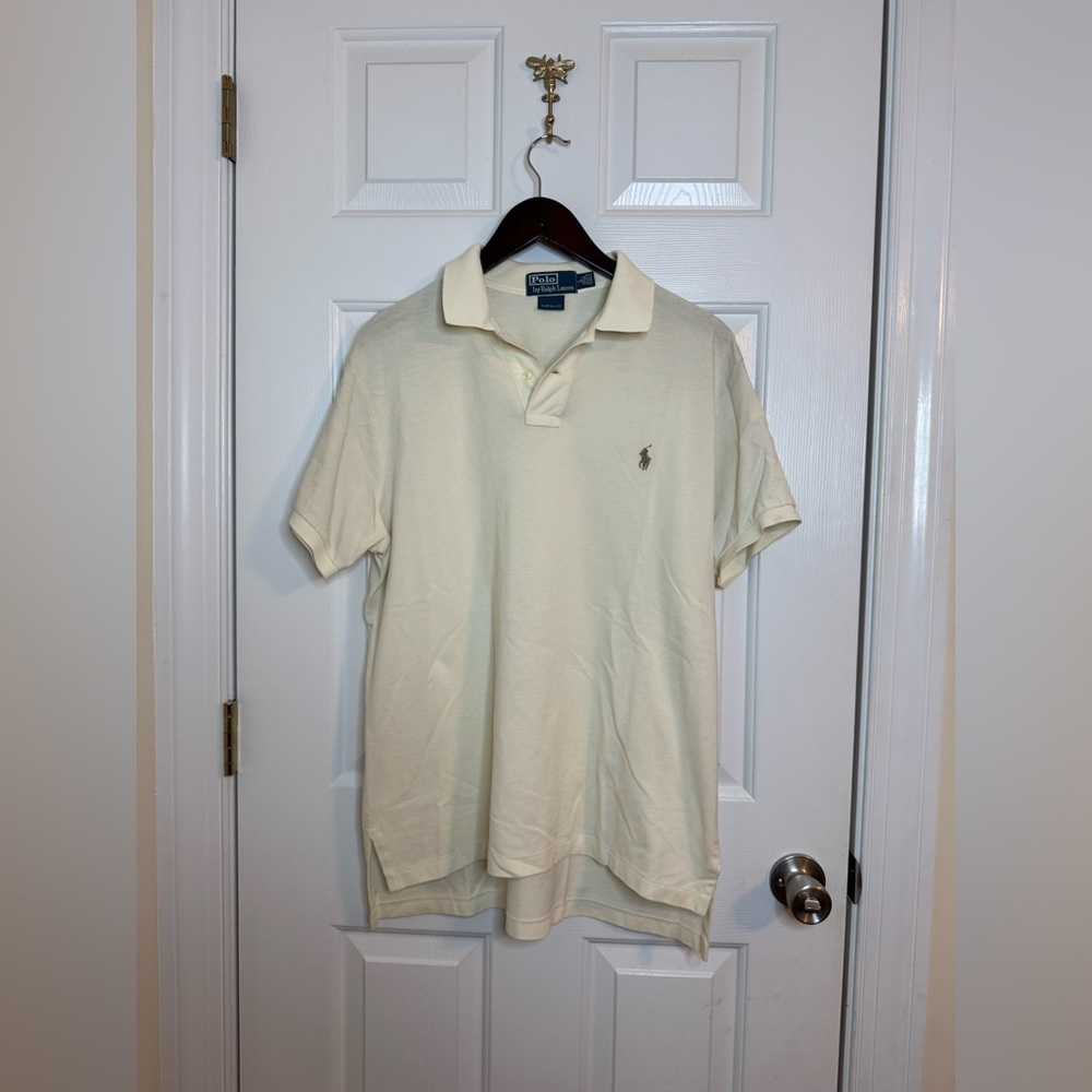 POLO by RALPH LAUREN, size large men’s, cream/ brown polo, excellent condition